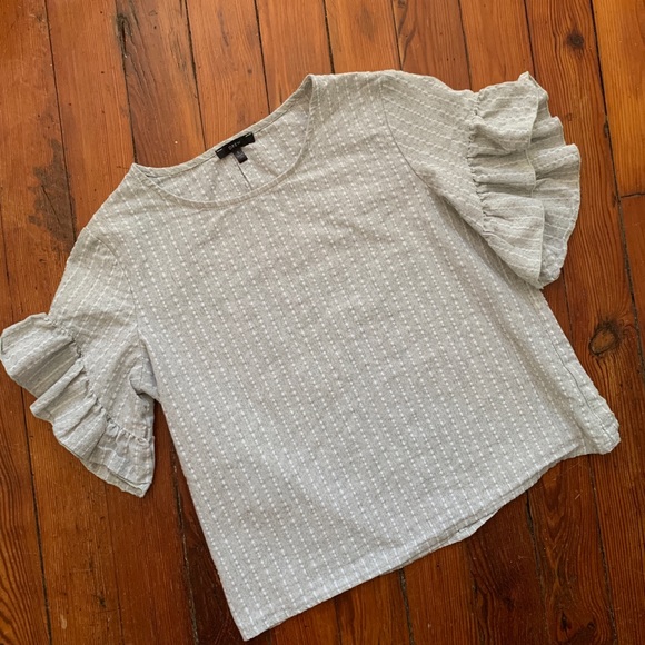 DREW Tops - DREW Green/Gray Seersucker Top